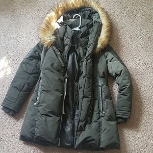 One Madison Down Filled Puffer Fur Hooded Coat